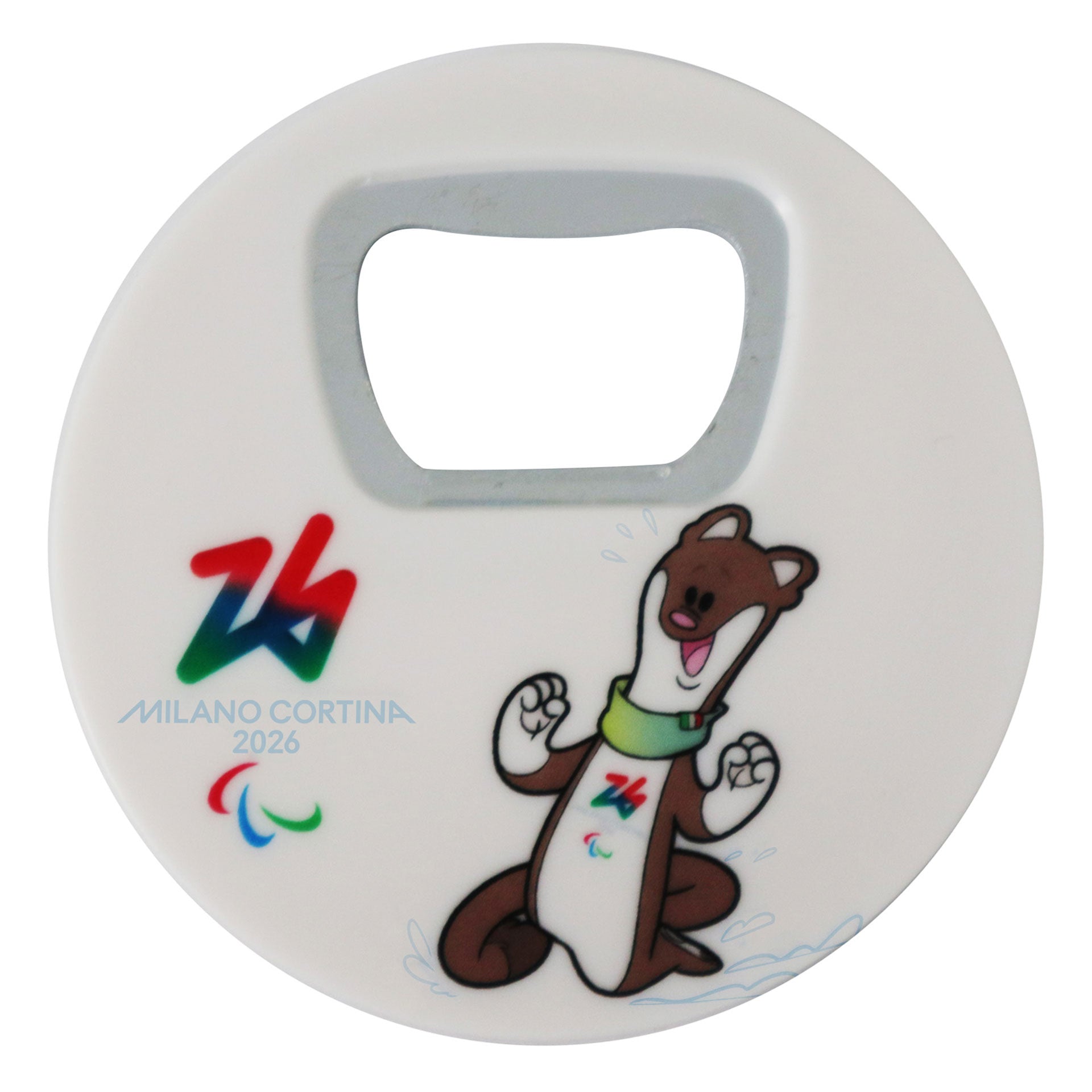Magnete Paralimpiadi Milano cortina 2026 apribottiglie ABS mascotte Milo tondo ufficiale