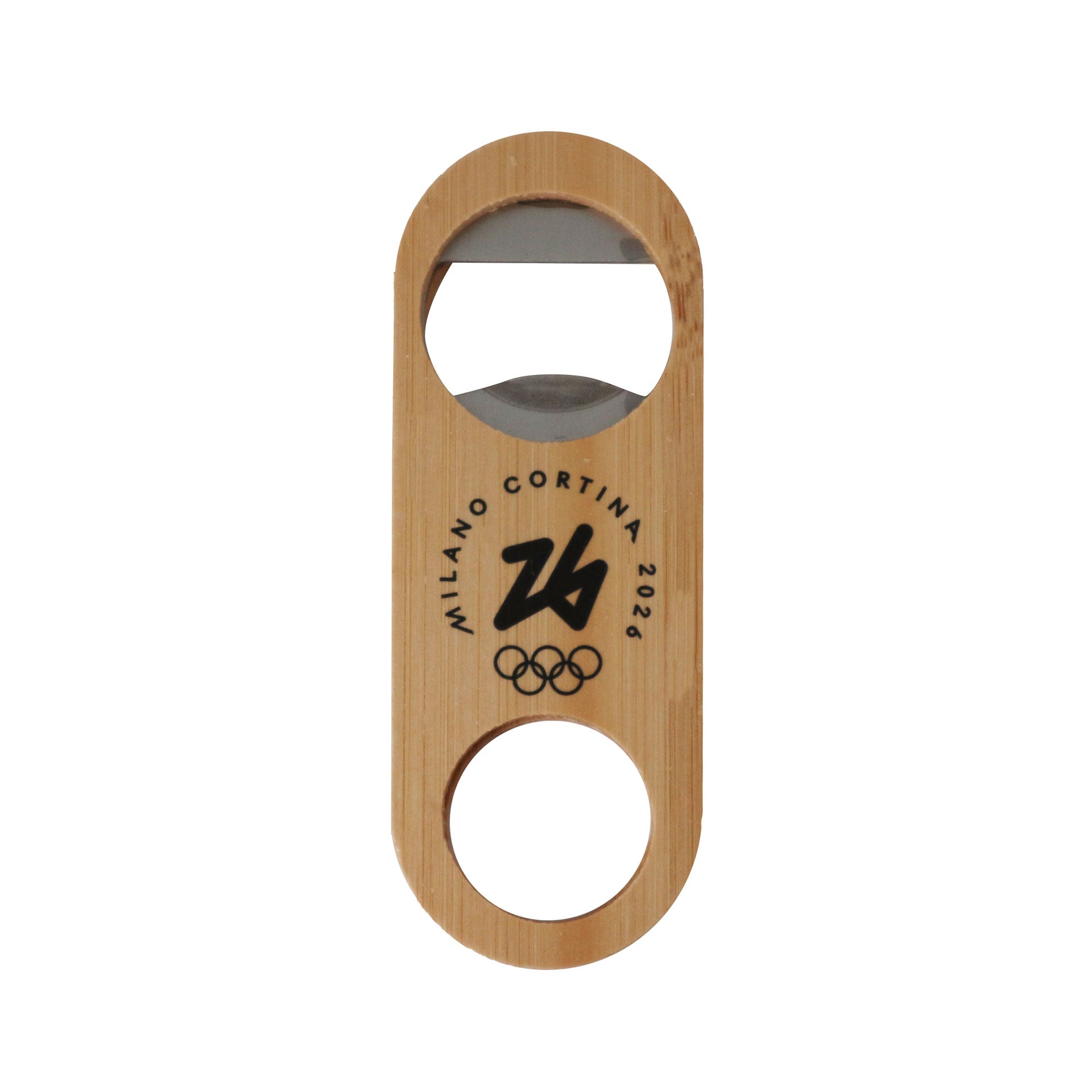 Apribottiglie magnete Olimpiadi Milano cortina 2026 in bamboo monocromatico ufficiale