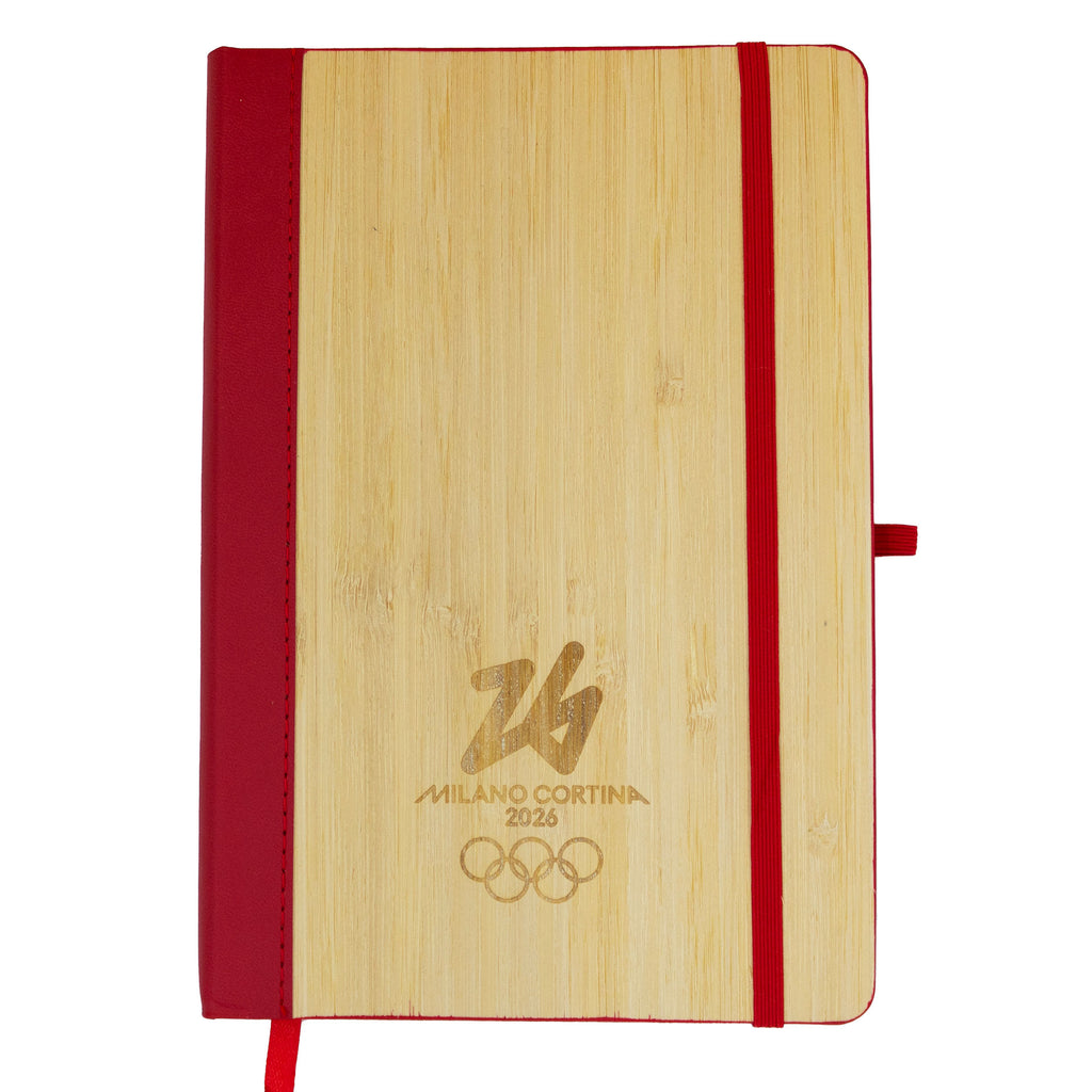 Blocco note Olimpiadi Milano cortina 2026 rosso in bamboo ufficiale