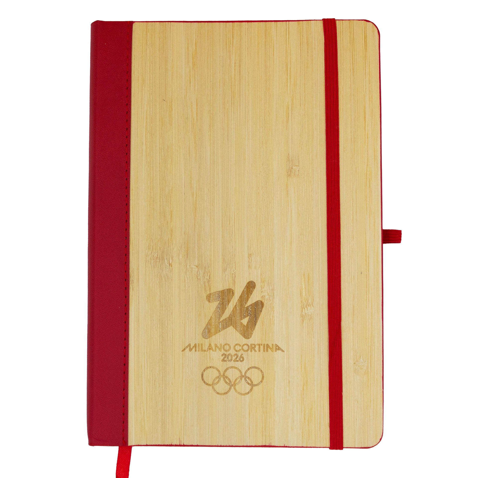 Blocco note Olimpiadi Milano cortina 2026 rosso in bamboo ufficiale