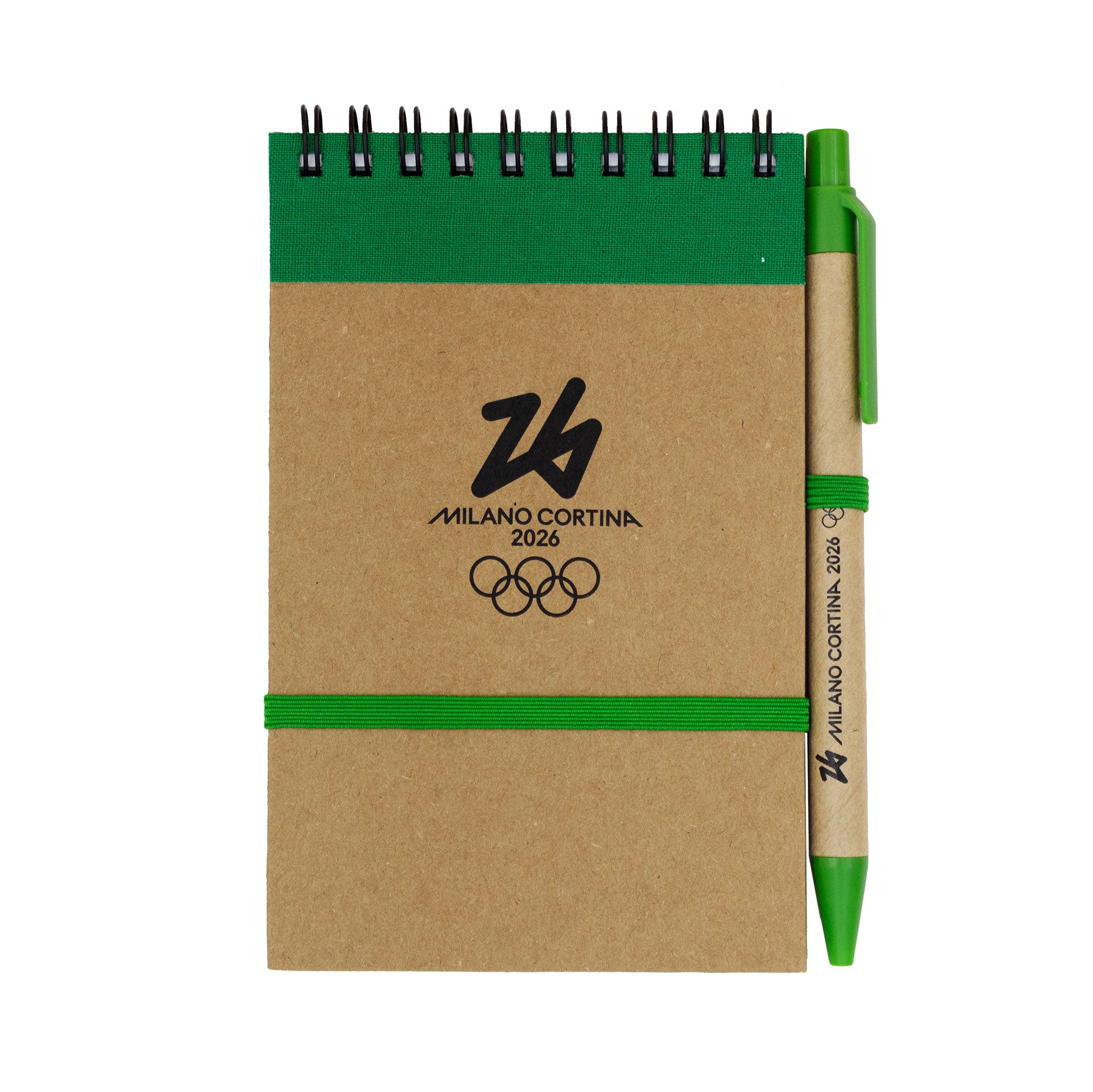 Blocco note Olimpiadi Milano cortina 2026 verde con penna ufficiale