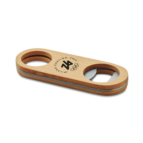 Apribottiglie magnete Olimpiadi Milano cortina 2026 in bamboo monocromatico ufficiale
